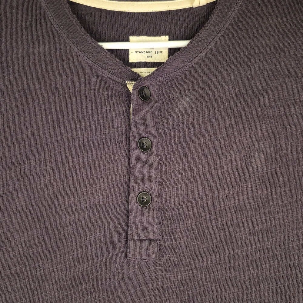 RAG & BONE Standard Issue Dark Grey Henley Sz M Half Button Short Sleeve Shirt‎